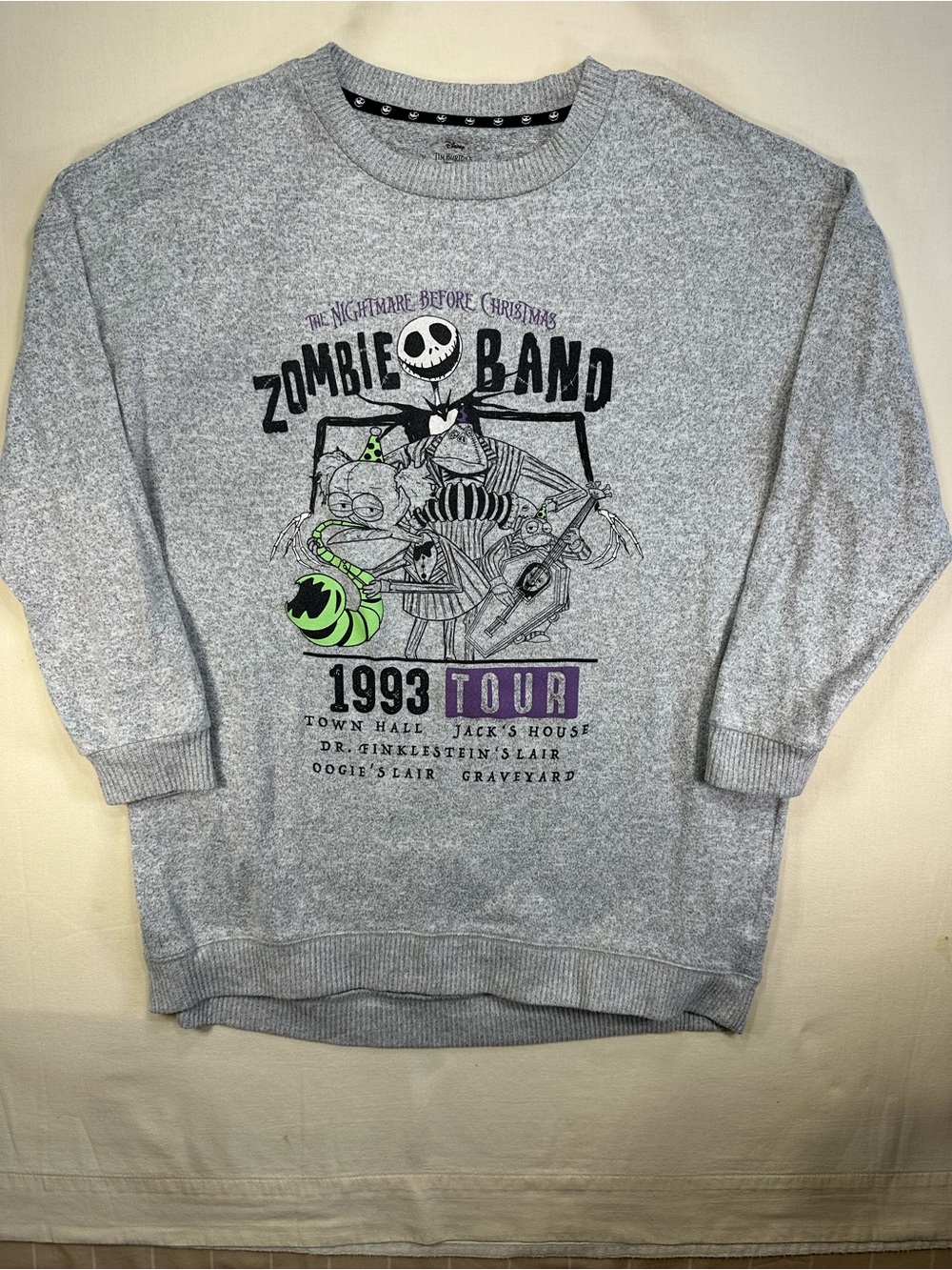 Disney Nightmare Before Christmas Zombie Band 1993 Tour Sleepwear Pullover Large